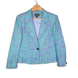George Simonton Silk Blend Blazer Blue Green 8 Tweed Statement